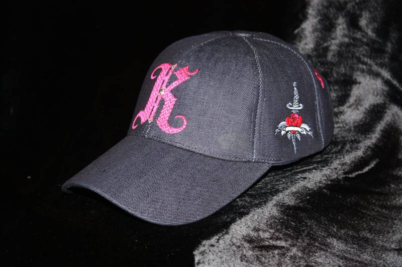 Denim Monogrammiert Baseball Cap Glam Rock Rebel Schicke Männer Hut von CharlesKingParis