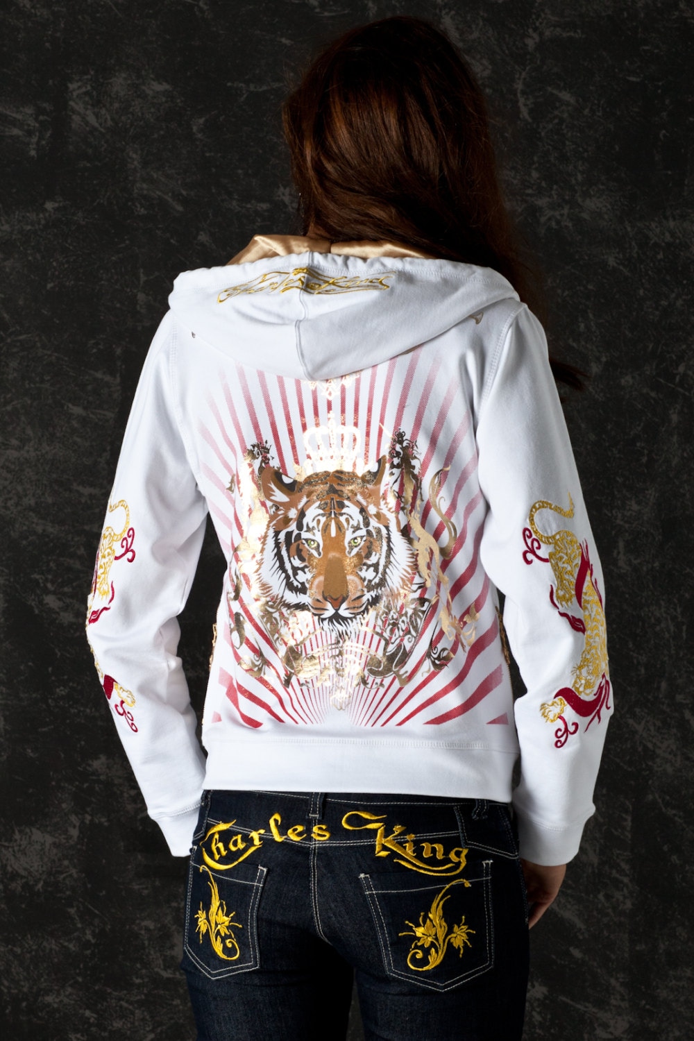 Zip Up Hoodie Frauen. Baumwoll-stickerei-Jacke. Gedruckte Hoodie. Trendige Kleidung. Tiger Jacke. Sportliche Kleidung von CharlesKingParis