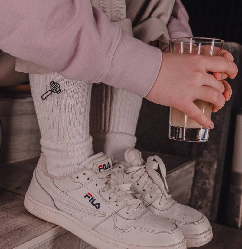 1x Socke Siebträger, Handbestickte Tennissocken von CharlesShirts