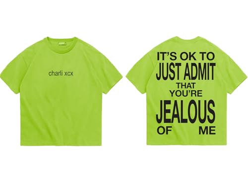 Charli XCX T-Shirt mit Aufschrift Jealous of Me, Unisex, für Erwachsene, Grün, Mittel Charli XCX T-Shirt mit Aufschrift Jealous of Me, Unisex, für Erwachsene, Grün, Mittel von Charli XCX