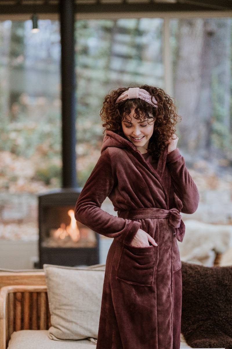 Damesbadjas fleece bruin met capuchon - Charlie Choe -s von Charlie Choe