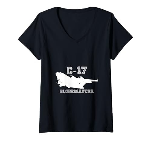 Damen C-17 Globemaster Air Force Pilot | Militärtransport T-Shirt mit V-Ausschnitt Damen C-17 Globemaster Air Force Pilot | Militärtransport T-Shirt mit V-Ausschnitt von Charlie17 Designs