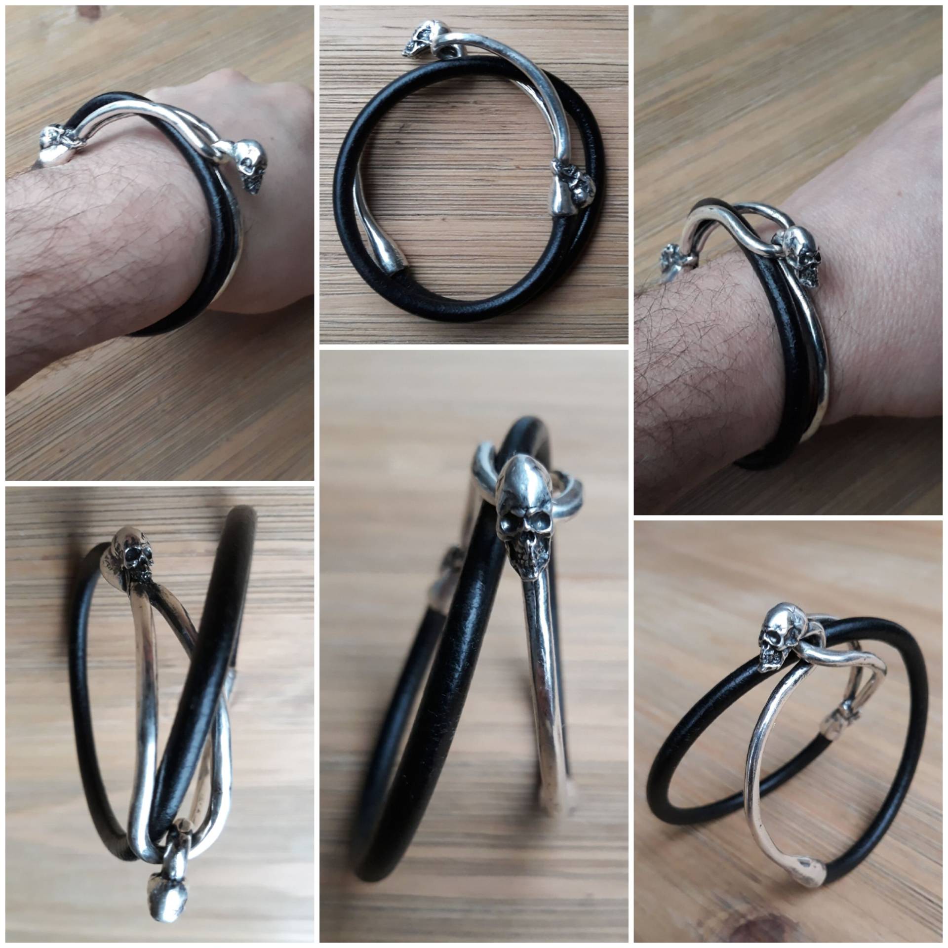 Massives Silber Armband | 925 "Todesköpfe" Und Leder Massives Silber Armband | 925 "Todesköpfe" Und Leder von CharlieADAtelier