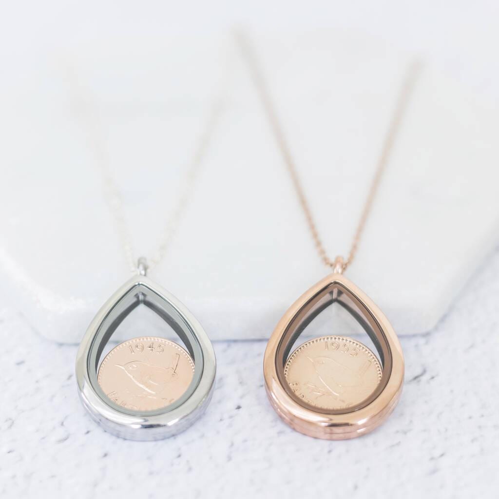 70Er/80Er Geburtstag Farthing Münze Medaillon Halskette von CharlieBoots