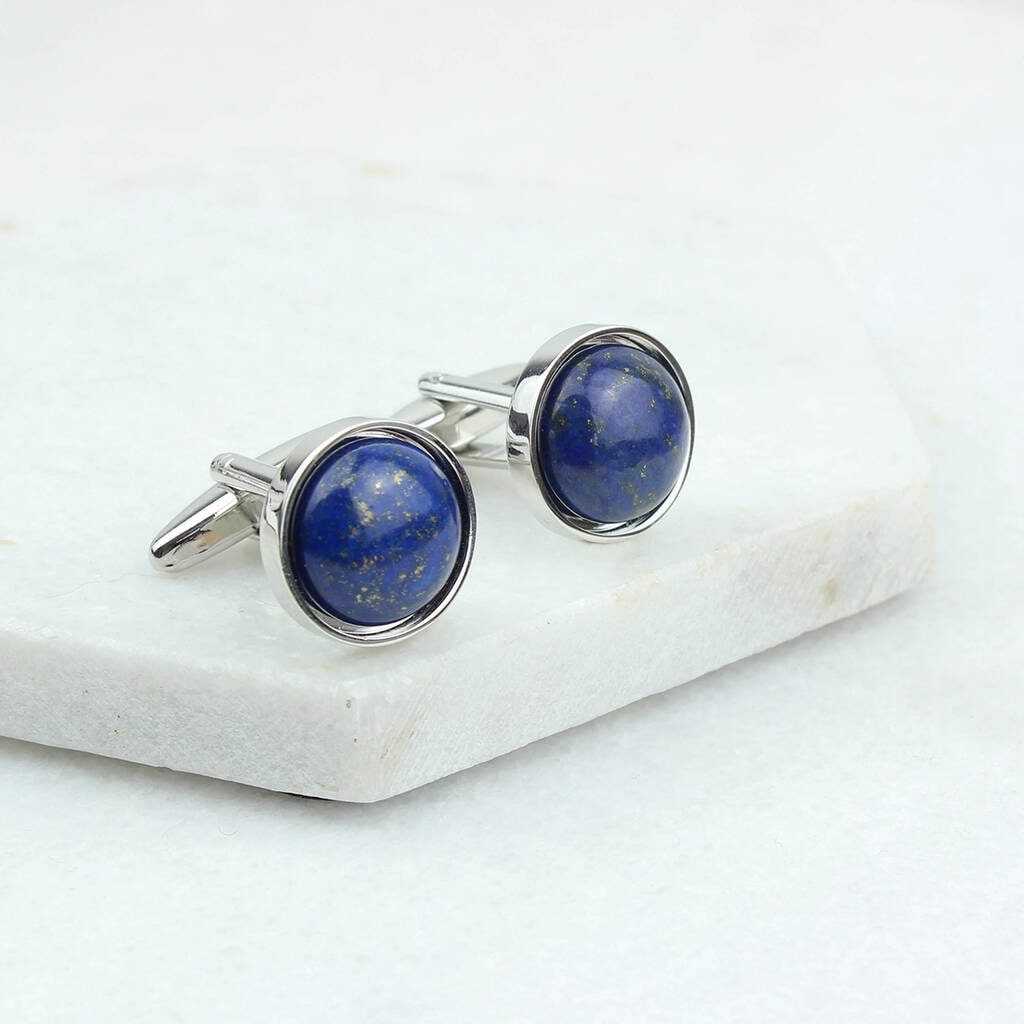 Personalisierte Gewölbte Lapis Lazuli Stein Manschettenknöpfe von CharlieBoots