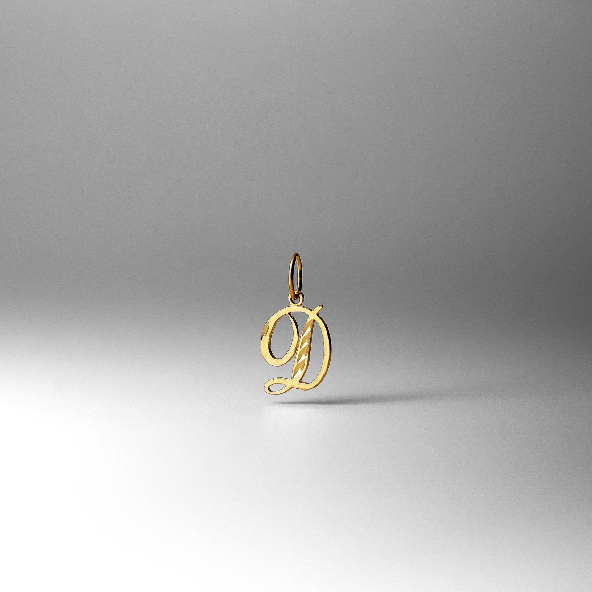 14K Gold „D" Initial Cursive Anhänger Charm - Halskette von CharlieandCoGOLD