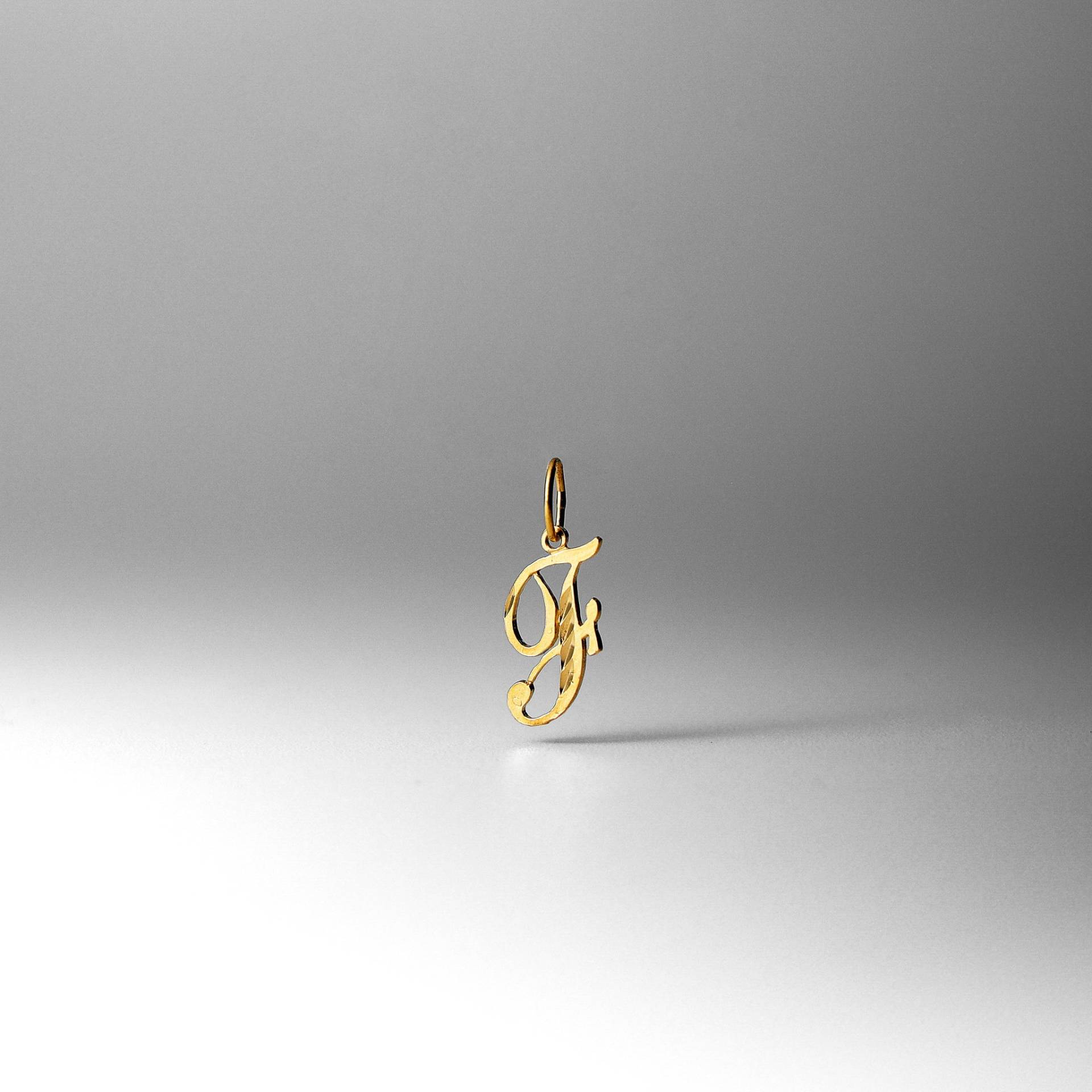 14K Gold „F" Initial Cursive Anhänger Charm - Halskette von CharlieandCoGOLD