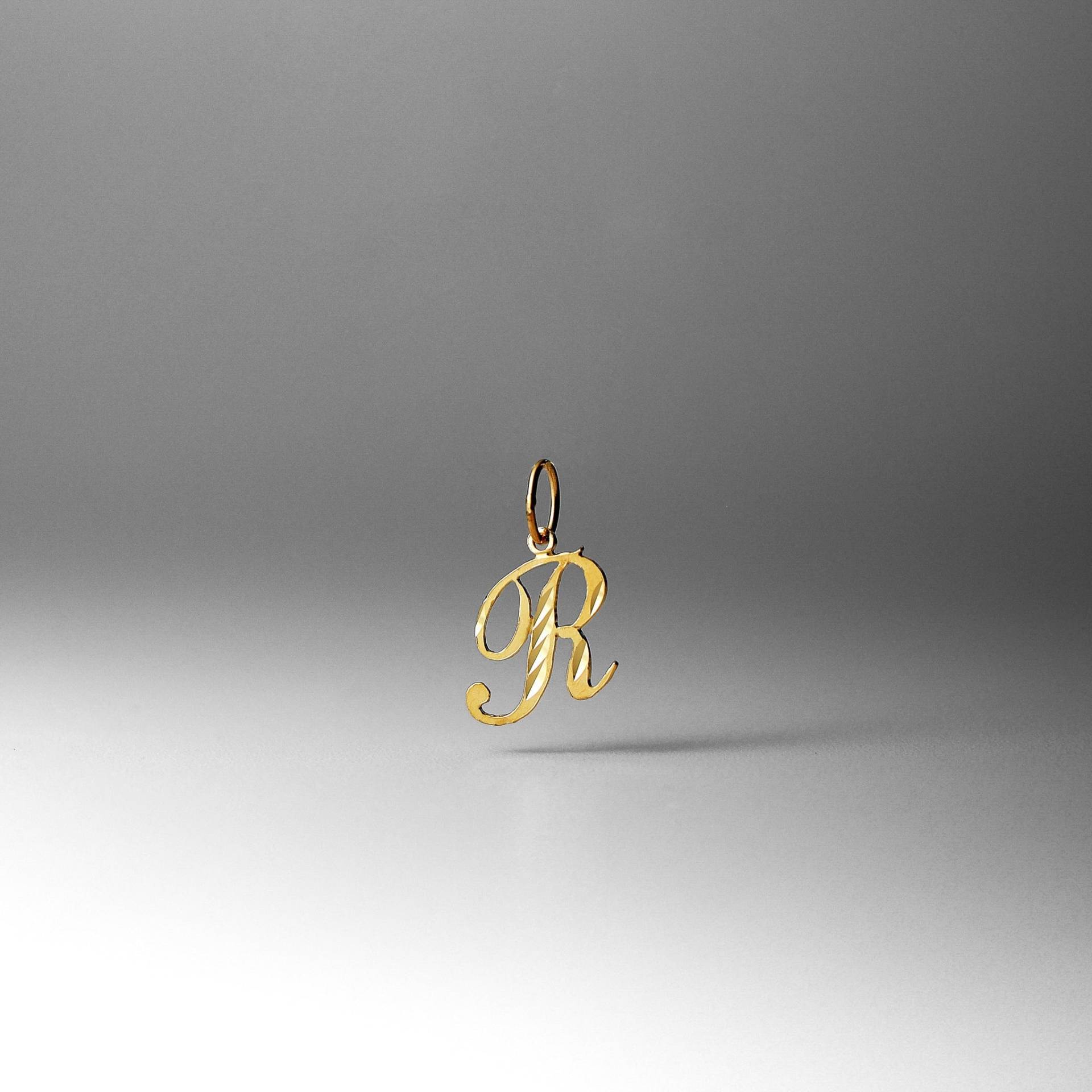 14K Gold „R" Initial Cursive Anhänger Charm - Halskette von CharlieandCoGOLD