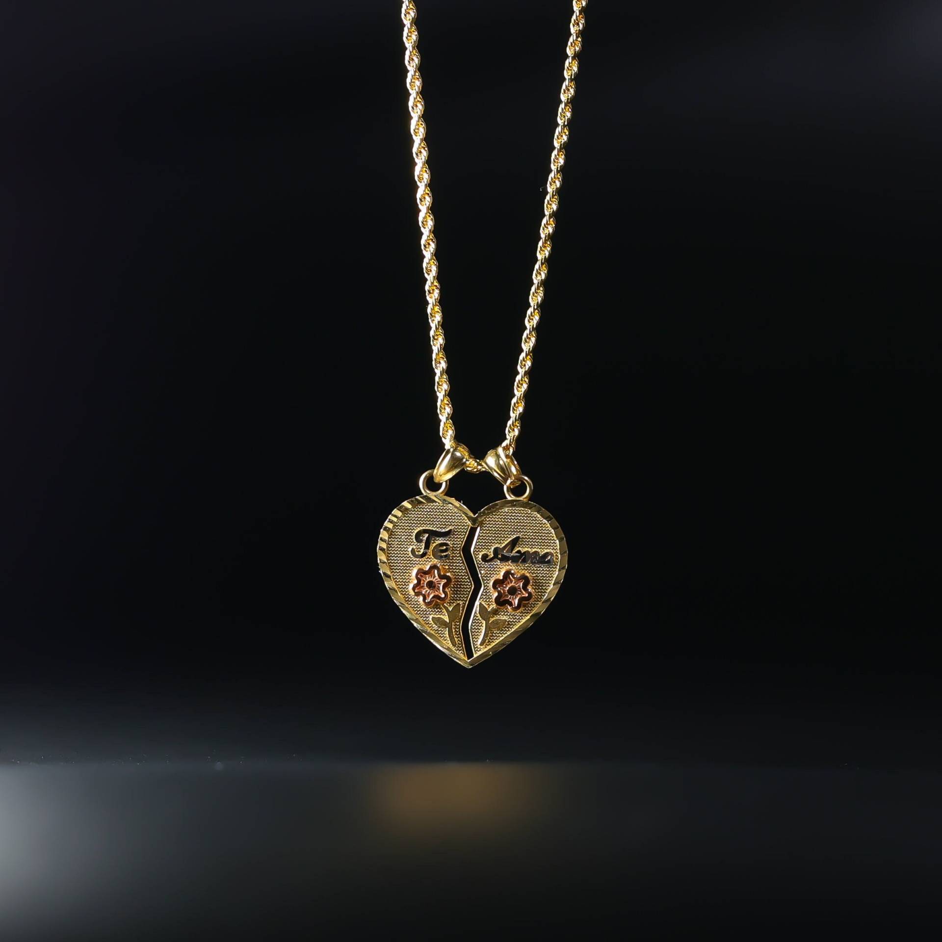 14K Gold 2 Stück Te Amo Bruchbares Herz Anhänger Charm - Halskettenanhänger Für Paar von CharlieandCoGOLD