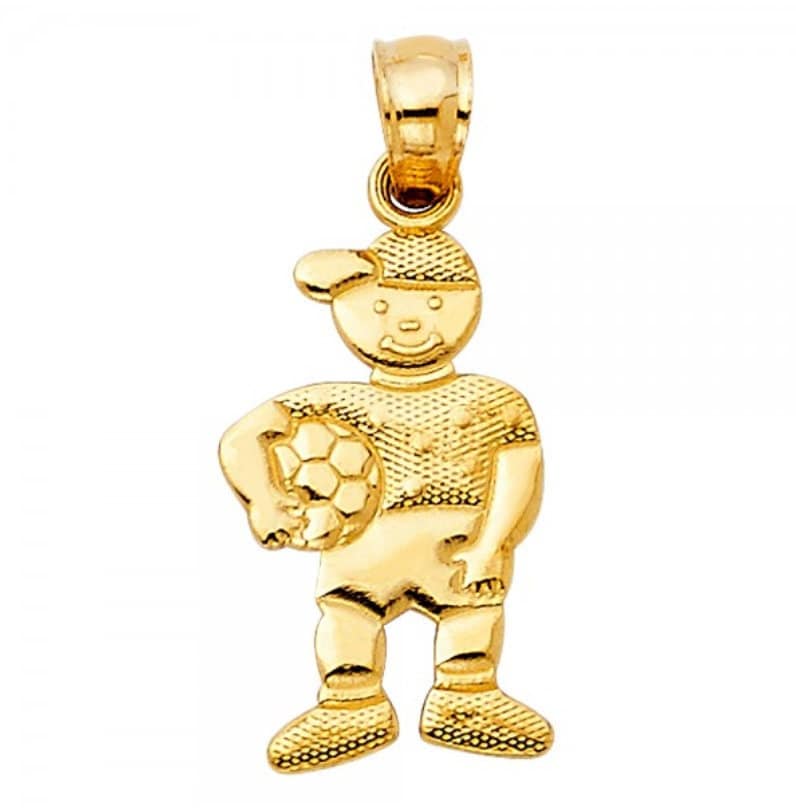 14K Gold Fußball Junge Anhänger Charm-Gold Kleiner Halskette Charm Für Ihn von CharlieandCoGOLD