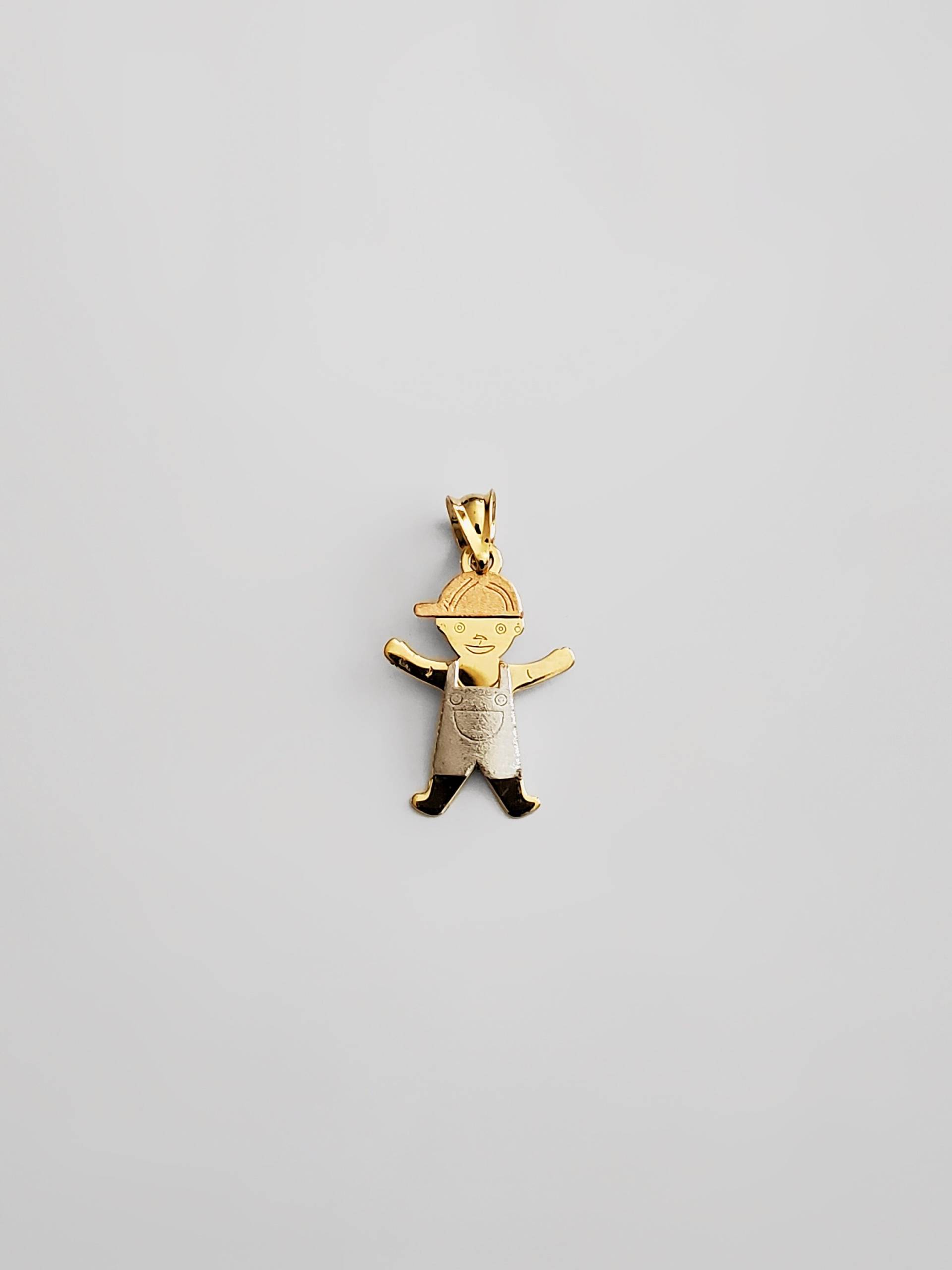 14K Gold Glücklicher Junge Anhänger Charm-Gold Kleiner Halskette Charme Für Ihn von CharlieandCoGOLD