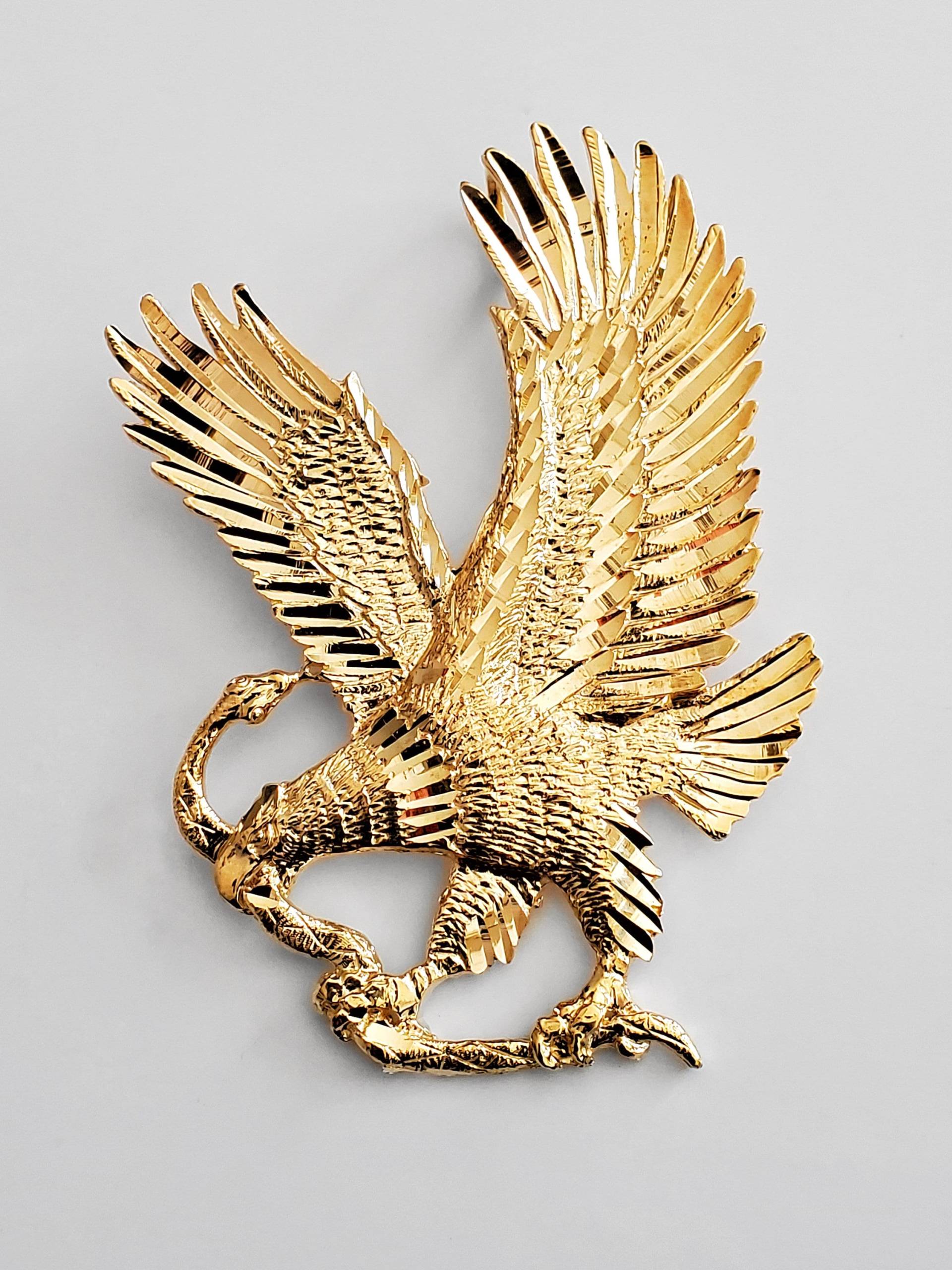 14K Gold Jagd Adler Anhänger - Echt Große Und Schlange Halskette Charme Herren von CharlieandCoGOLD