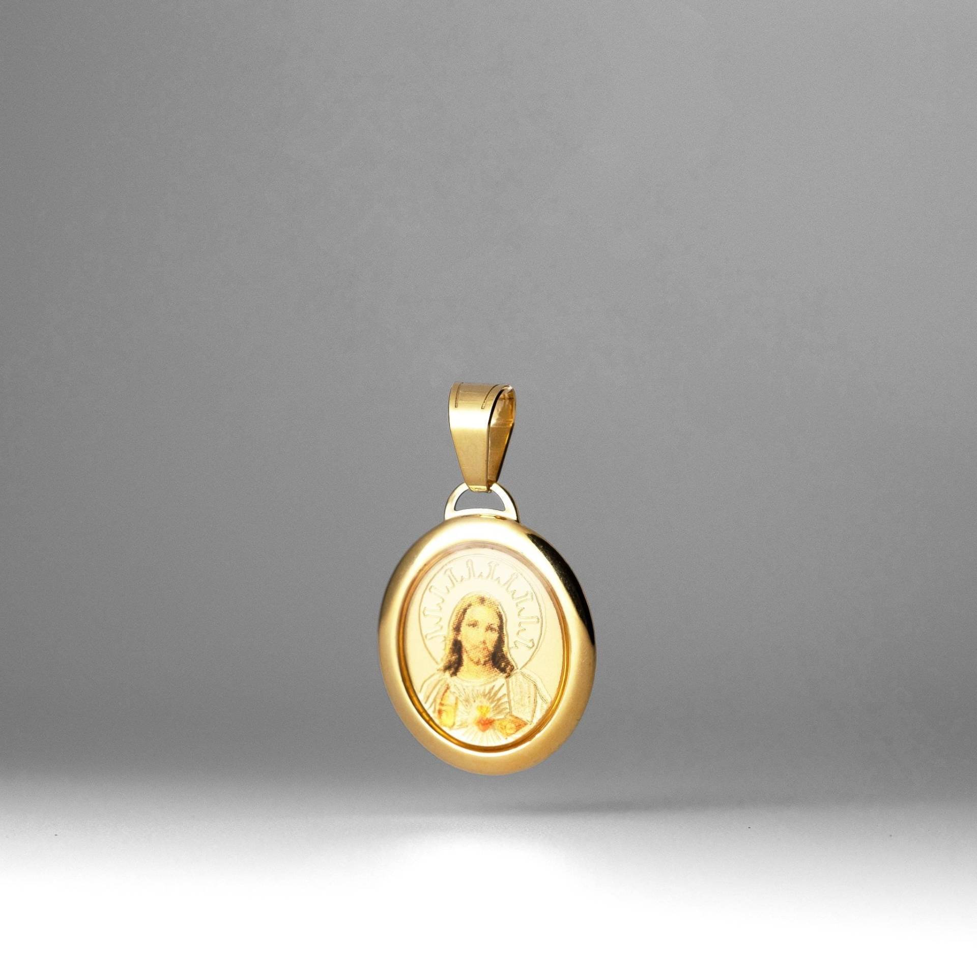 14K Gold Jesus Herz Emaille Platte Anhänger Charm - Echt Porträt Halskette von CharlieandCoGOLD