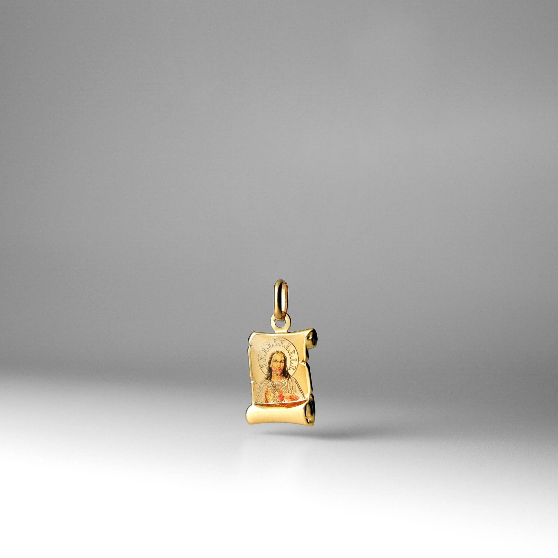 14K Gold Jesus Herz Emaille Platte Anhänger Charm - Echt Porträt Halskette von CharlieandCoGOLD