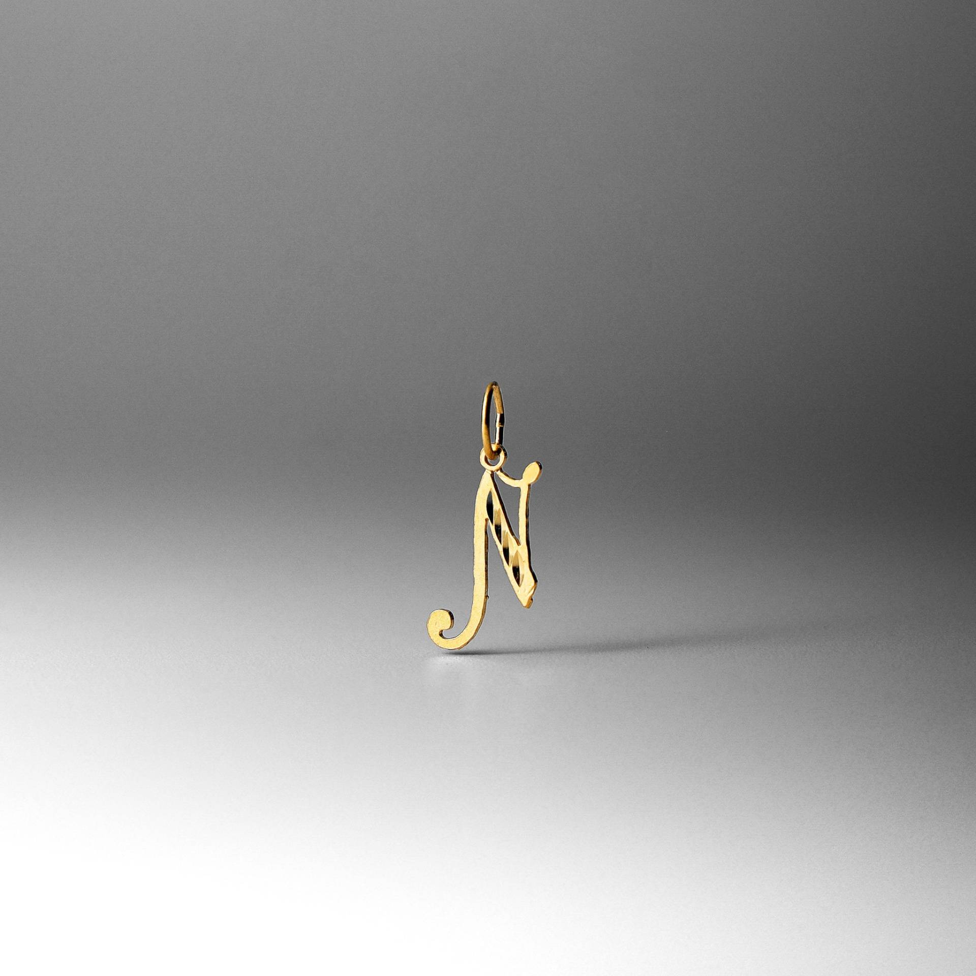 " 14K Gold ""N"" Initial Cursive Anhänger Charm - ""N" Halskette Charm." von CharlieandCoGOLD