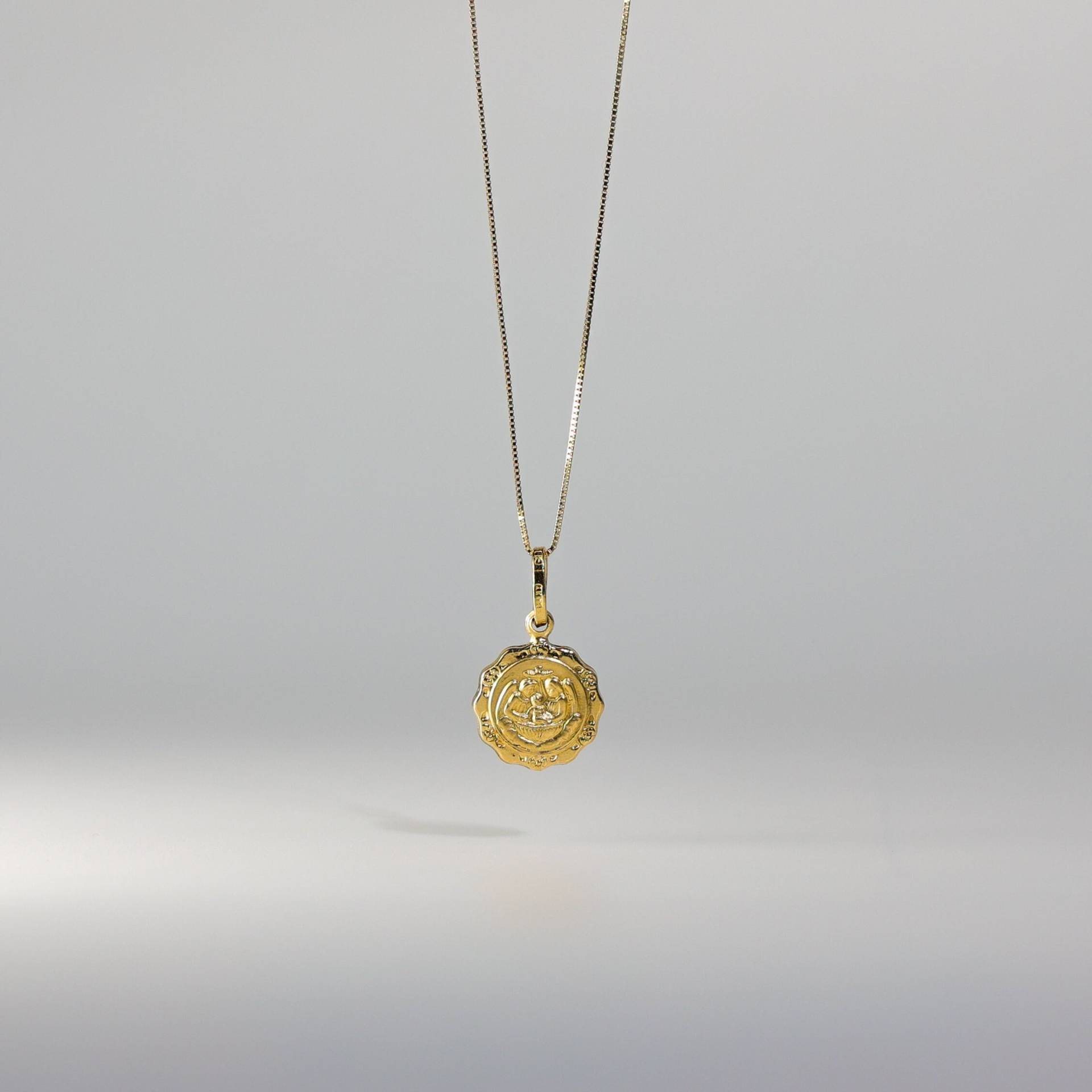 14K Gold Taufe Runde Platte Anhänger Charme - Echtgold Halskette von CharlieandCoGOLD