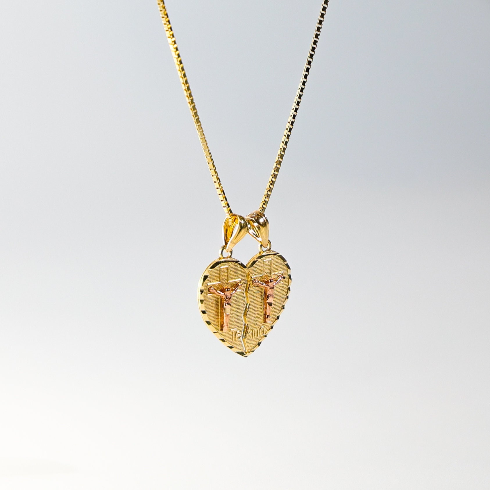 14K Gold Te Amo Jesus Herz 2 Stück Zerbrechliche Anhänger Charm - Echt Paar Kettenanhänger 14K Gold Te Amo Jesus Herz 2 Stück Zerbrechliche Anhänger Charm - Echt Paar Kettenanhänger von CharlieandCoGOLD