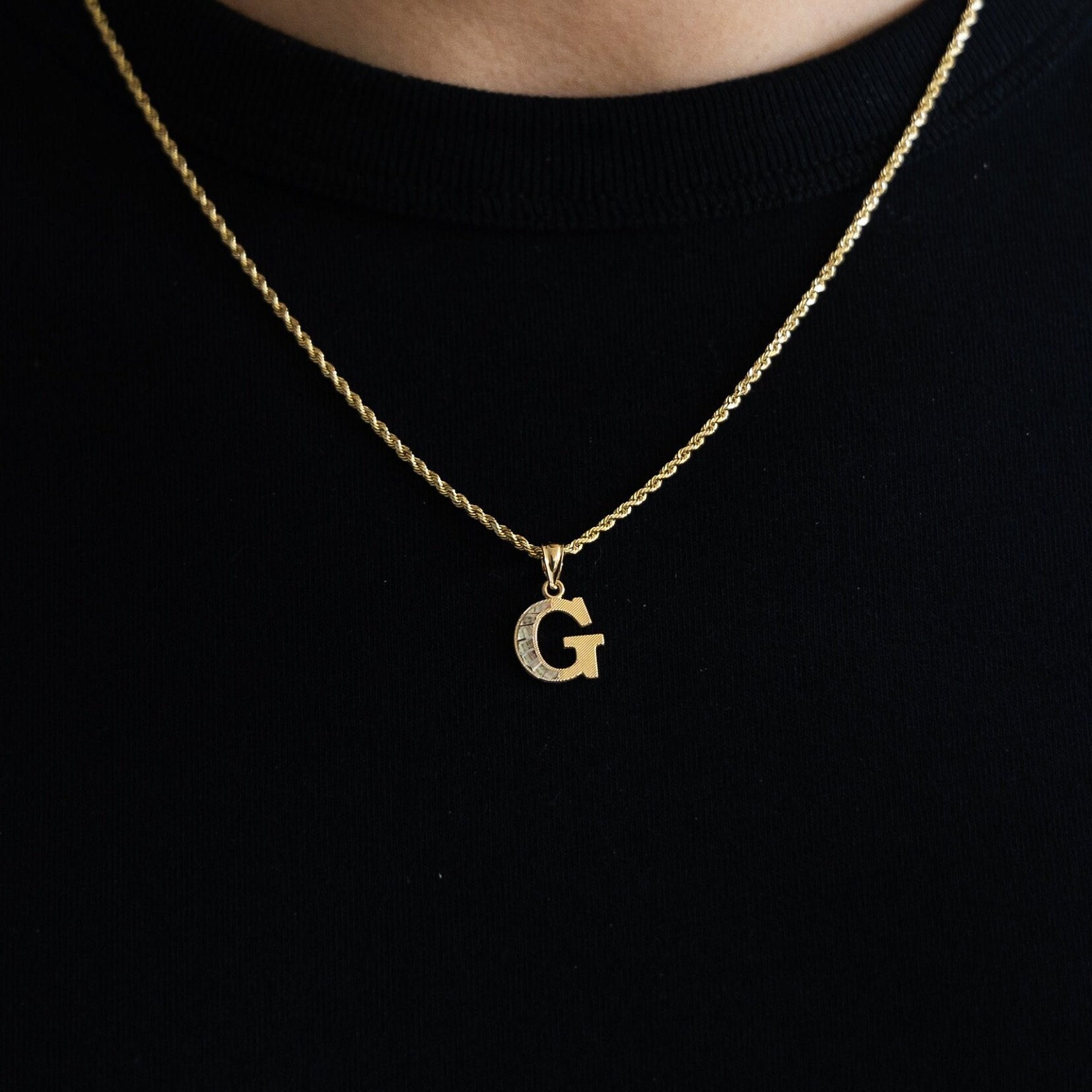 14K Real Gold Initial „G" Anhänger/Charm - 100% Buchstabe Anhänger Für Him/Her-Gold Initial/Buchstabe Anhänger/Charme von CharlieandCoGOLD