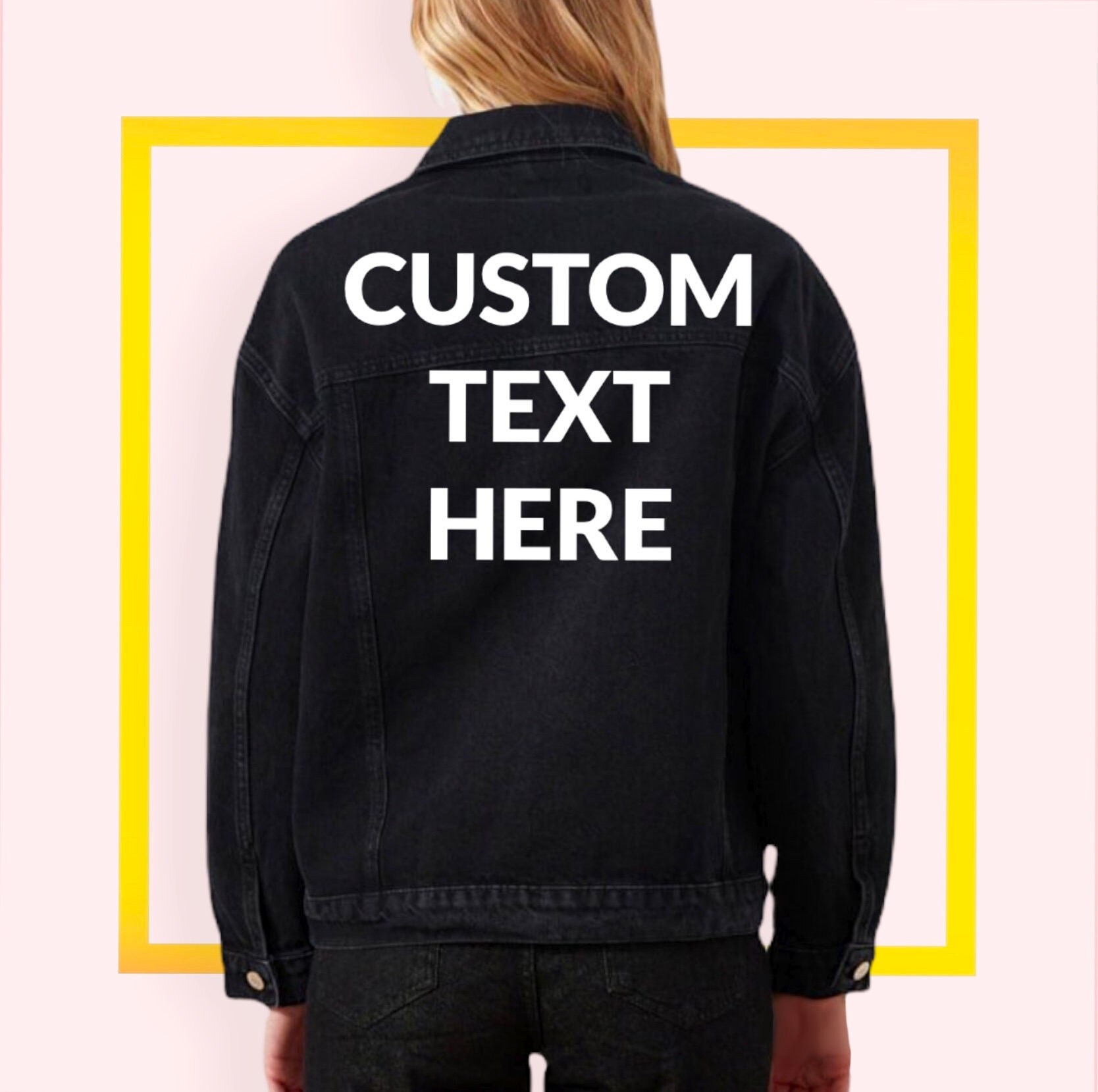 Benutzerdefinierte Text Übergroße Schwarze Jeansjacke Vintage Inspirierte Und Distressed Oberbekleidung Jacke Custom Text Schwarze Gemälde Benutzerdefinierte Text Übergroße Schwarze Jeansjacke Vintage Inspirierte Und Distressed Oberbekleidung Jacke Custom Text Schwarze Gemälde von CharliesArtFactory