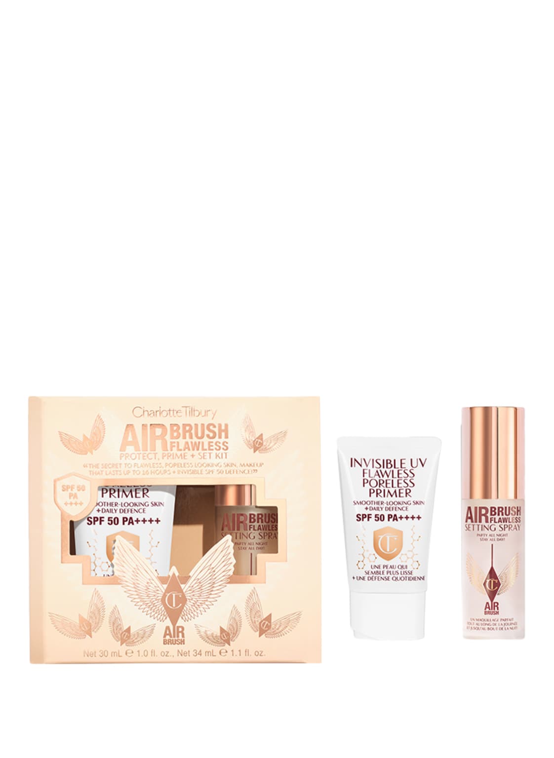 Charlotte Tilbury Airbrush Flalwless Protect, Prime + Set Kit Make-up Set von Charlotte Tilbury