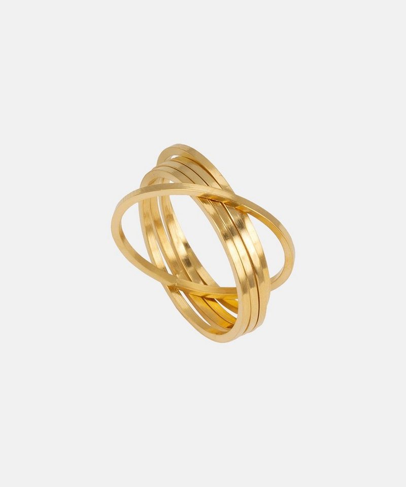 Charlotte Wooning Fingerring Damen Gold - Voyant Stack Ring vergoldet zusammenhängend - Größe 54, Silber 925, 18 Karat vergoldet von Charlotte Wooning