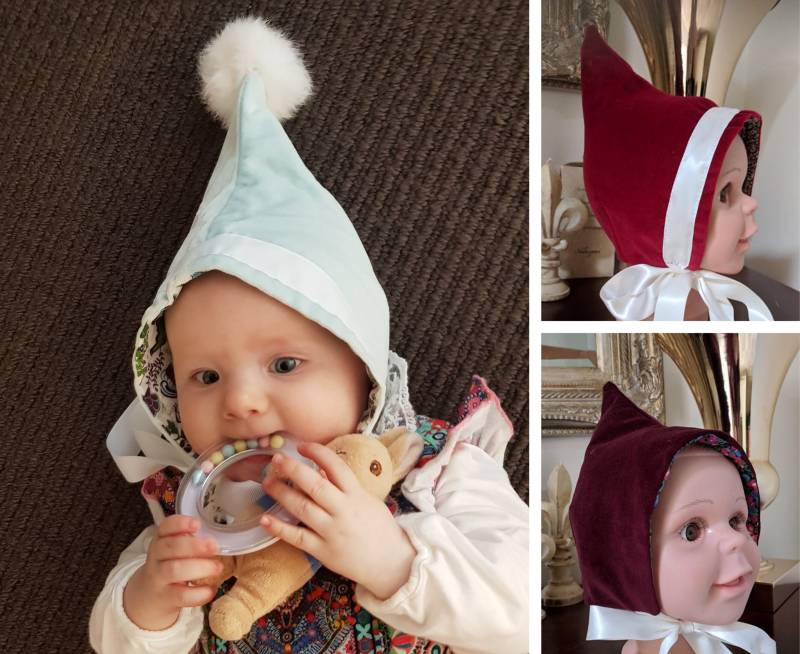 Samt Pixie Mütze - Jede Größe Neugeborene Bis 36 Monate Made To Order Verschiedene Farben Und Styles Winter Zipfelmütze Pompoms von CharlottesDrawer