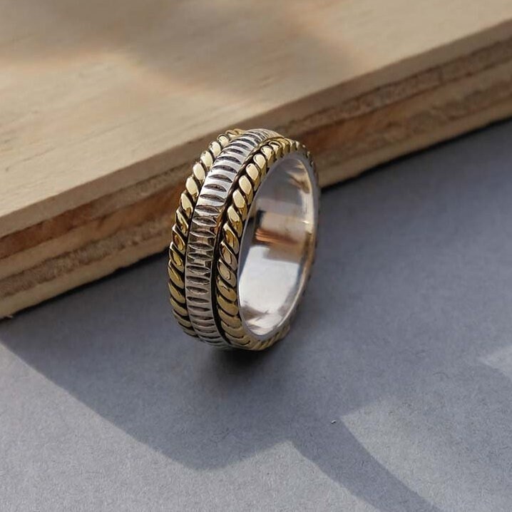 Handgemacht Sterling Silber Messing Spinner Ring Unisex Sorgen Ring von CharlottesWebJewelry