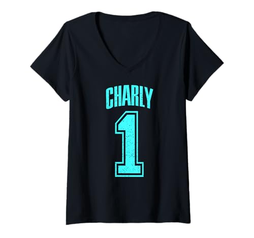 Damen Charly Supporter Number 1 Größter Fan T-Shirt mit V-Ausschnitt Damen Charly Supporter Number 1 Größter Fan T-Shirt mit V-Ausschnitt von Charly Support Kleidung & Geschenke für Fans