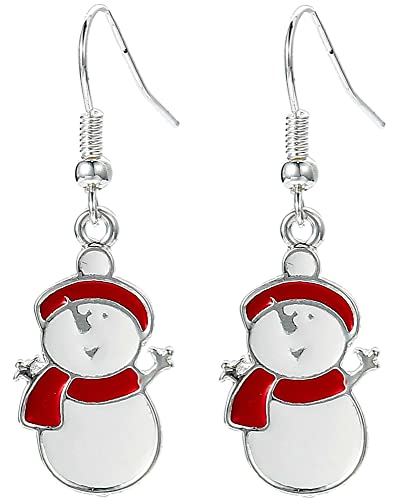 Happy Snowman, Hängeohrringe mit Geschenkbeutel für Damen und Mädchen, Weihnachtsschmuck von Charm Buddy