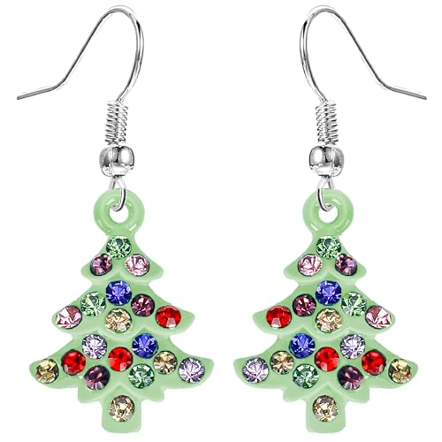 Sparkly Kristallrhinestone-Weihnachtsbaum-Ohrringe mit Geschenk-Beutel-Frauen-Mädchen Schmuck von Charm Buddy