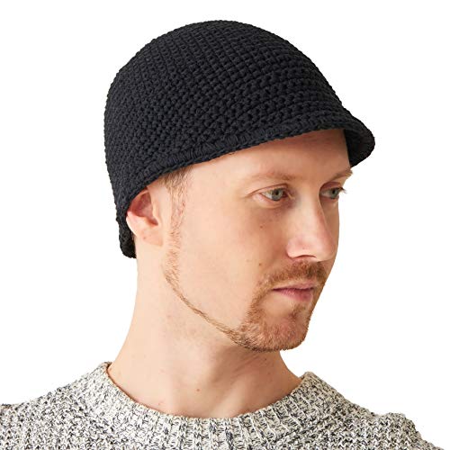 CHARM Herren Fischermütze Kufi Beanie - Schädel Mütze 100% Baumwolle Häkel Chemo Hut Schwarz von CHARM