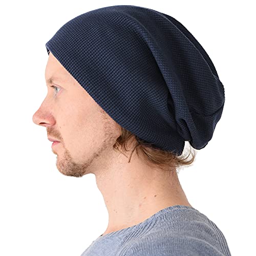 CHARM Slouchy Beanie Hut Baggy Baumwolle Strick-Mütze Elastisch Japanische Koreanisch Mode Sommer Winter Navy (Style A) von CHARM