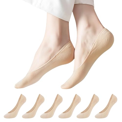 Charm Karter Damen Unsichtbare Socken – 6 Paar Rutschfeste Sneaker Socken Damen Baumwolle Ultra Low Cut Füßlinge Atmungsaktiv Bequem Haltbar für Loafer von Charm Karter