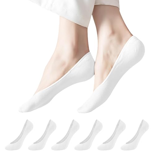 Charm Karter Damen Unsichtbare Socken – 6 Paar Rutschfeste Sneaker Socken Damen Baumwolle Ultra Low Cut Füßlinge Atmungsaktiv Bequem Haltbar für Loafer von Charm Karter