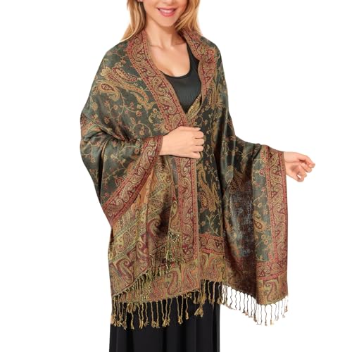Damen Pashmina Schal — Stola Groß 200x68cm Weich Leicht Elegant mit Paisley Muster Ideal für Hochzeit Abend Party Alltag Reisen Frühling Herbst von Charm Karter