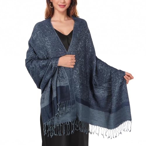 Damen Pashmina Schal — Stola Groß 200x68cm Weich Leicht Elegant mit Paisley Muster Ideal für Hochzeit Abend Party Alltag Reisen Frühling Herbst von Charm Karter