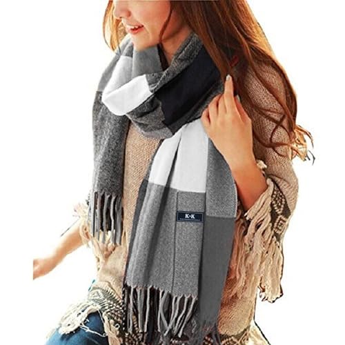 Damen Tartan Schal — Kariert Weich Warmer Winter Schal Groß Kuscheliger Acrylschal Klassisch Britisch Stilvolle Stola mit Fransen Geschenkidee von Charm Karter