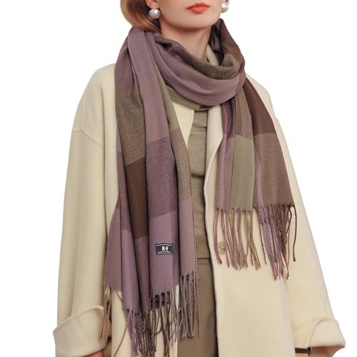 Damen Tartan Schal — Kariert Weich Warmer Winter Schal Groß Kuscheliger Acrylschal Klassisch Britisch Stilvolle Stola mit Fransen Geschenkidee von Charm Karter