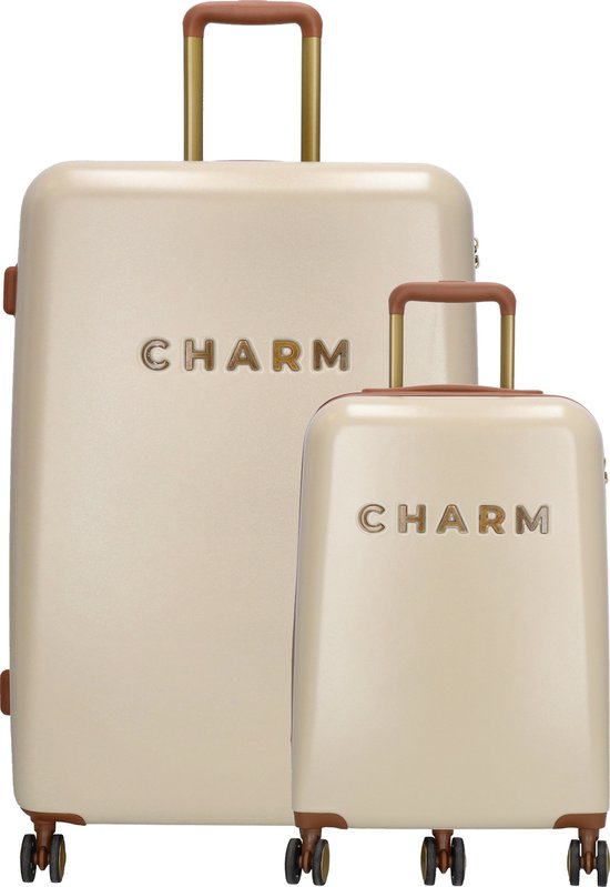 Charm London Capetown Travel Trolley Set-Beige von Charm London