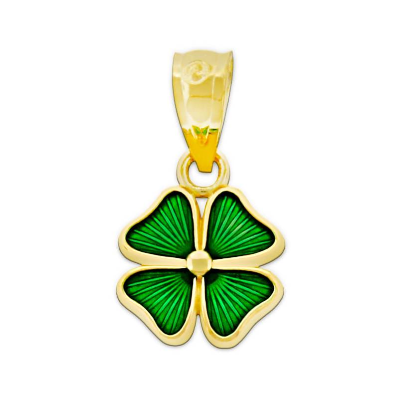 Gold Klee Anhänger Mit Grüner Emaille - 10 Karat Massiv Optionaler Kette Kleeblatt St. Patrick Day von CharmAmerica