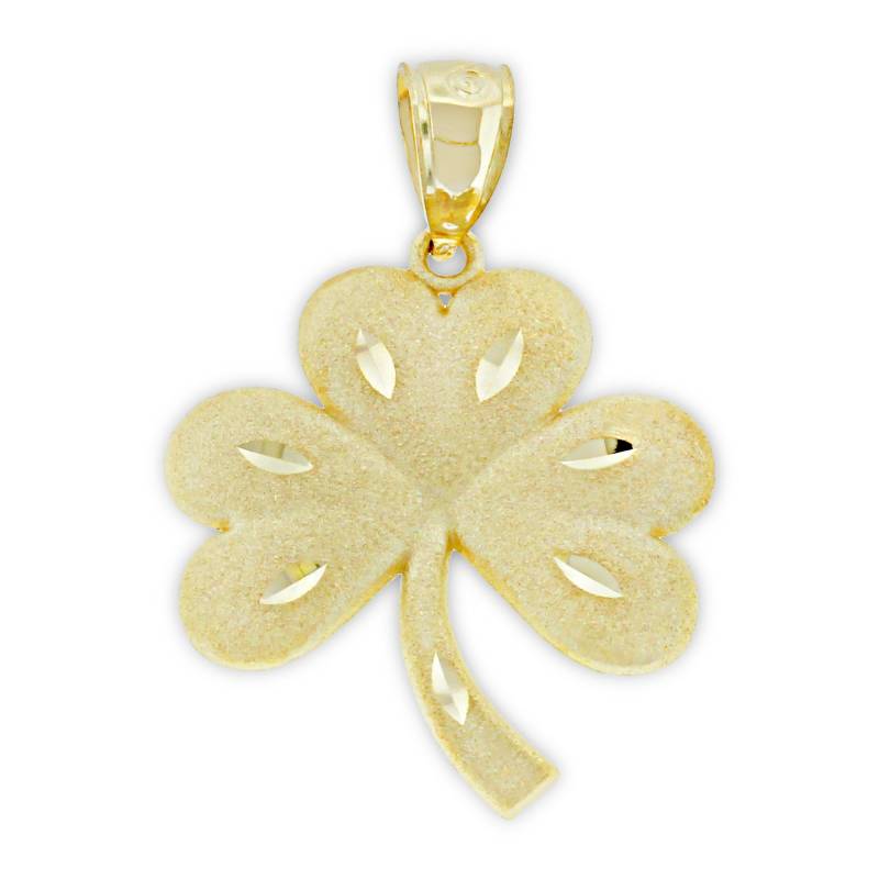 Gold Kleeblatt Anhänger - 10 Karat Solid Halskette Optional Goldkette St. Patrick's Day von CharmAmerica