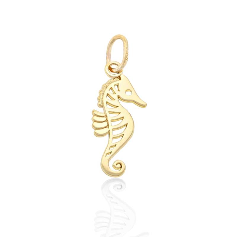 Gold Mini Seepferd Charme - 10 Karat Solid Optional Kette Zierliche Halskette Tier von CharmAmerica