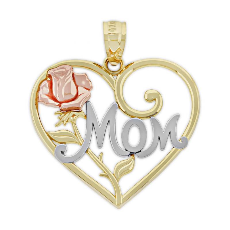 Gold Mom Innerhalb Herz Charm - 10 Karat Solid Muttertagsgeschenk Schmuck Halskette Optional 10K Kette von CharmAmerica