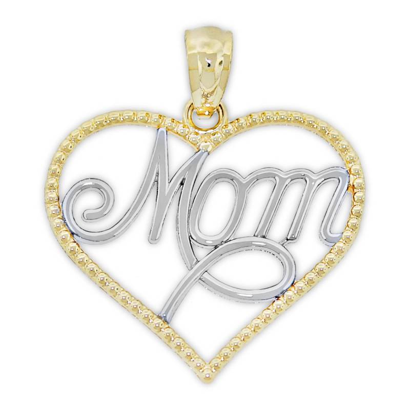 Gold Mom Innerhalb Herz Charm - 14 Karat Solid Muttertags Schmuck Optional Goldkette Anhänger von CharmAmerica