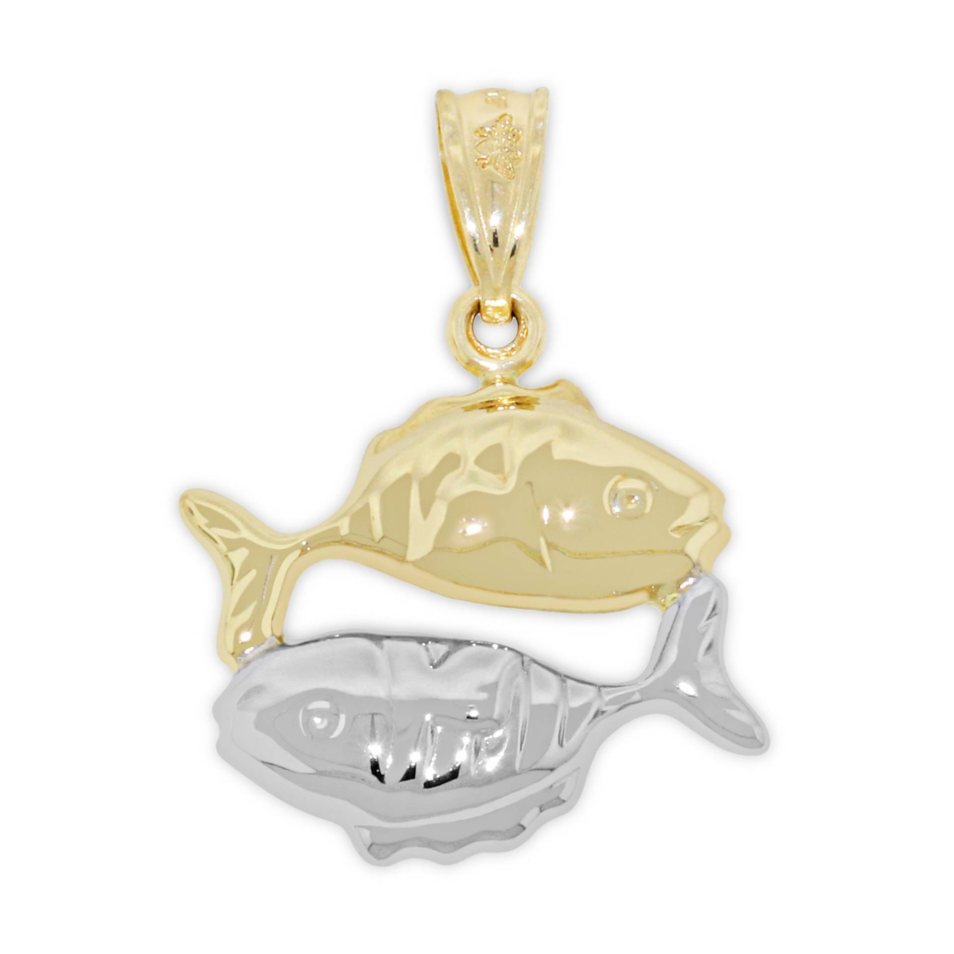 Gold Pisces Sternzeichen Charm - 10 Karat Mit Optionaler Goldkette Doppelseitig Horoskop Anhänger von CharmAmerica