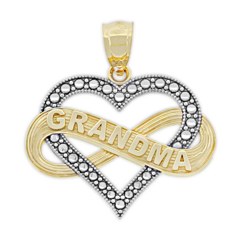 Gold Unendliche Liebe Für Oma Charme - 10 Karat Solid Optional Goldkette Muttertagsgeschenk Herz Anhänger Charm von CharmAmerica