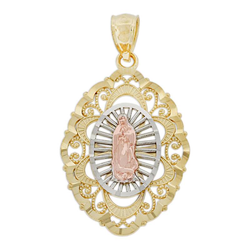 Gold Unsere Dame Von Guadalupe Charme - 14K Solid Gelb, Weiß Und Rose Gold, Jungfrau Maria, Religiöse- Optionale Goldkette von CharmAmerica