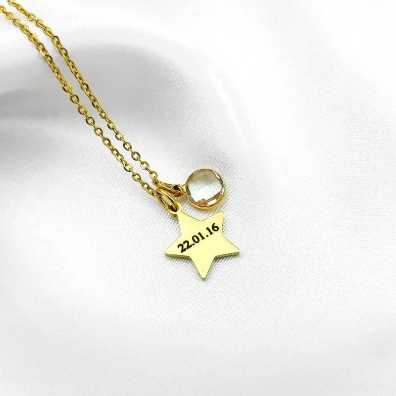 Datum Geburtsstein Stern Halskette von CharmBearUK