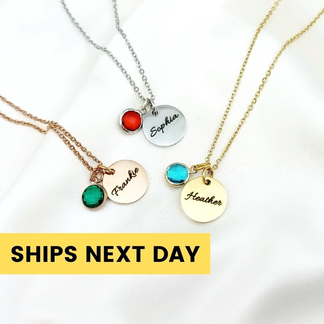 Personalisierte Geburtssteinkette, Namenskette, Geburtsmonat Personalisierte Geburtssteinkette, Namenskette, Geburtsmonat von CharmBearUK