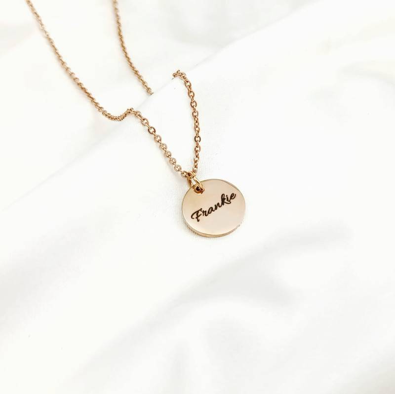 Schrift Name Disc Halskette von CharmBearUK